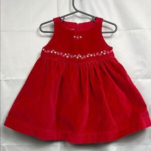 Sprockets Red Velvet dress with embroidered flowers size 18 months